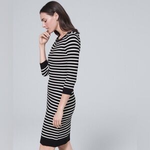 🆕 White House Black Market Stripe Sweater Knit Midi Dress NWOT